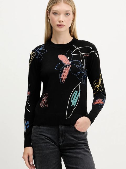 Desigual sweter ARTY damski kolor czarny lekki 25WWJF33 - zdjęcie produktu nr 1