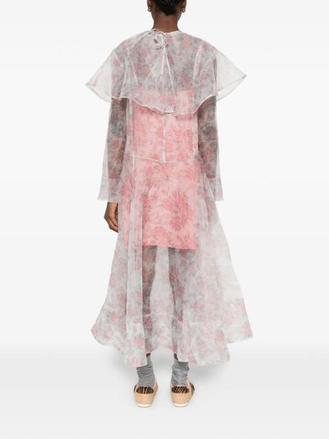 GANNI ruffled floral midi dress - White