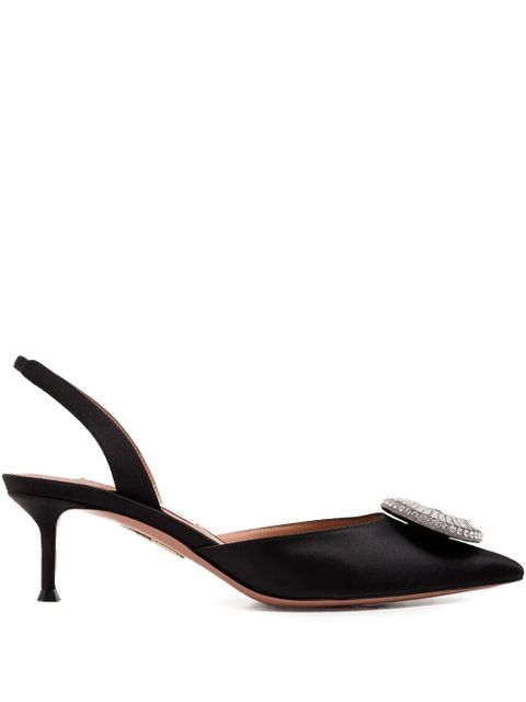 Aquazzura 50mm crystal-embellished sling pumps - Black - zdjęcie produktu nr 1