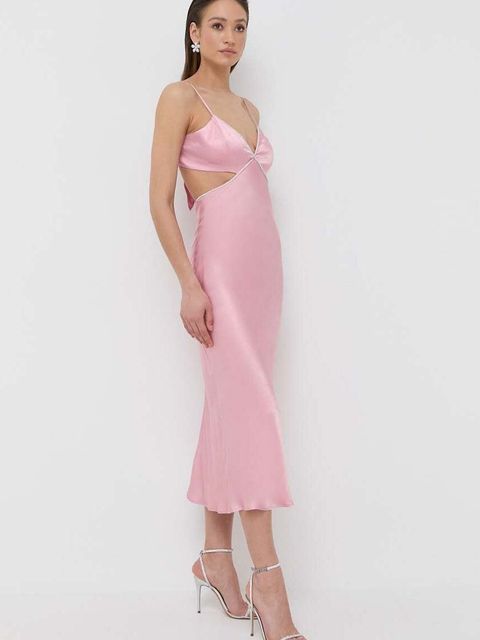 Bardot sukienka kolor różowy maxi prosta - zdjęcie produktu nr 1