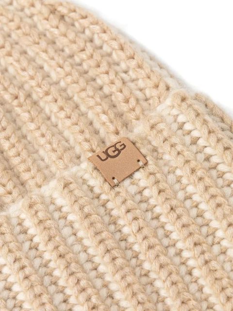 UGG ribbed logo-patch beanie set - Neutrals
