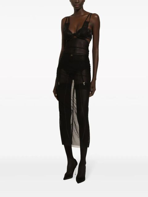Dolce & Gabbana bustier-style sheer midi dress - Black