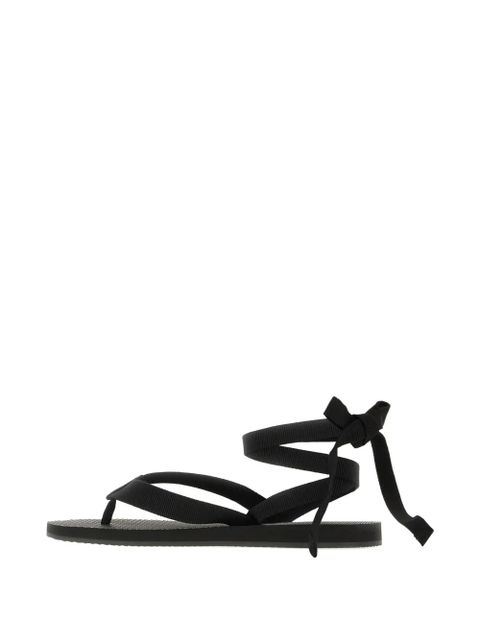 The Row ribbon-tie flat sandals - Black