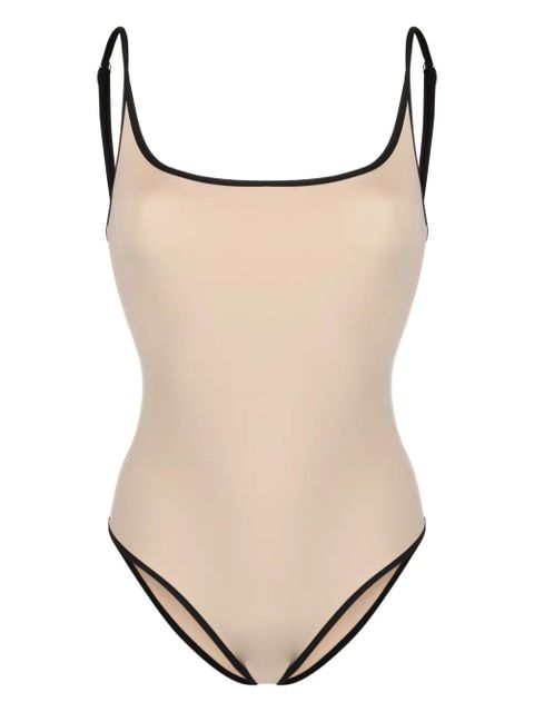 TOTEME striped-edge spaghetti-strap swimsuit - Neutrals - zdjęcie produktu nr 1