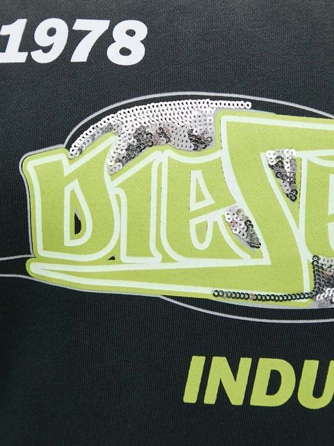 Diesel bluza bawełniana F-BUXT-HOOD-P2 damska kolor szary z kapturem z nadrukiem A15386.0PHAQ