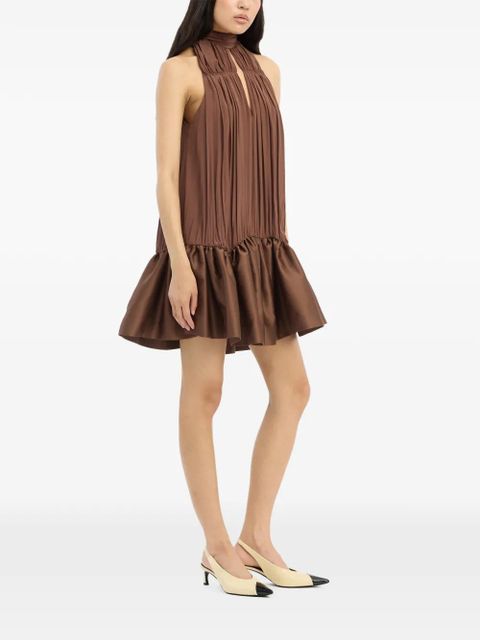 ROTATE BIRGER CHRISTENSEN gathered mini dress - Brown - zdjęcie produktu nr 2