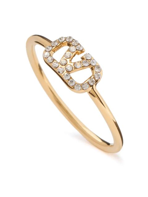 Valentino Garavani VLogo Signature crystal ring - Gold