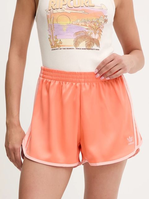 adidas Originals szorty 3-Stripes damskie kolor pomarańczowy gładkie high waist JD3122 - zdjęcie produktu nr 1