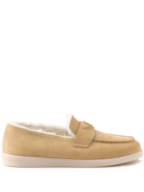 Prada Suede and shearling loafers - Neutrals - zdjęcie produktu nr 1