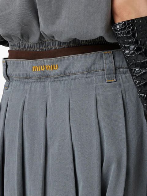 Miu Miu pleated chambray skirt - Grey - zdjęcie produktu nr 2