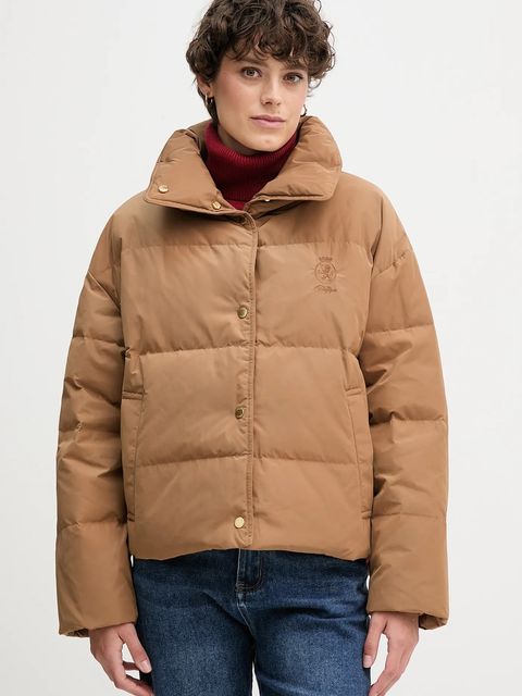 Tommy Hilfiger kurtka puchowa kolor brązowy zimowa oversize WW0WW47294 - zdjęcie produktu nr 2