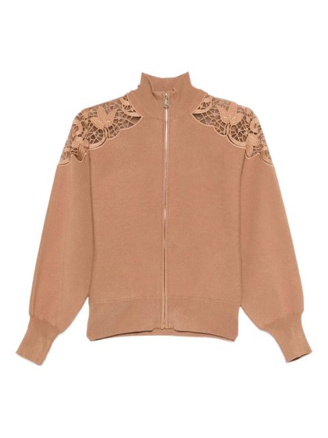 TWINSET lace-insert zip-up jacket - Neutrals - zdjęcie produktu nr 1
