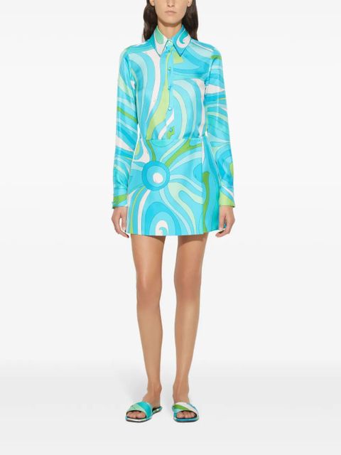 PUCCI Marmo-print silk wrap miniskirt - Blue