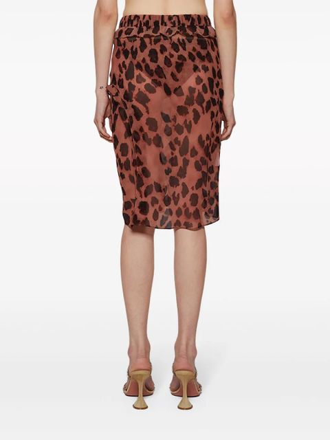 Christopher Esber semi-sheer ruffled midi skirt - Brown