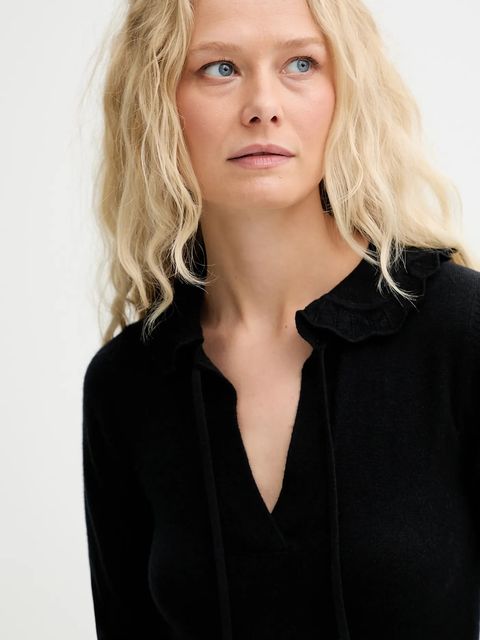 MUNTHE sweter wełniany LIVO damski kolor czarny lekki 253161525373