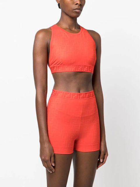 FENDI signature FF-print performance shorts - Red