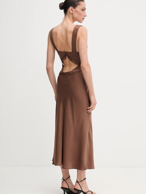 Bardot sukienka kolor brązowy maxi rozkloszowana 58603DB - zdjęcie produktu nr 2