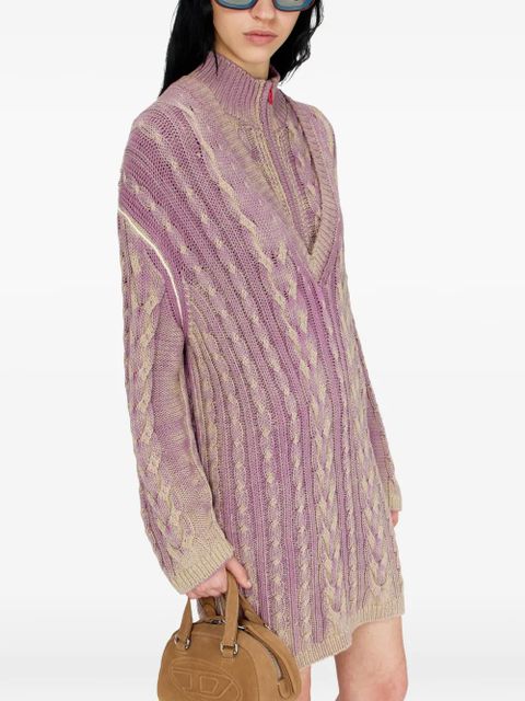 Diesel cable-knit V-neck mini dress - Purple