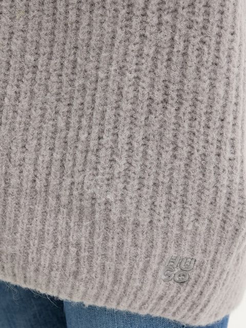 HUGO kardigan z dodatkiem wełny Shent damski kolor szary 50554076