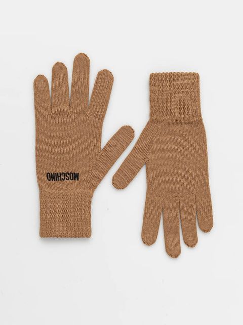 Moschino rękawiczki z dodatkiem wełny damskie kolor brązowy M3326 65444 - zdjęcie produktu nr 1