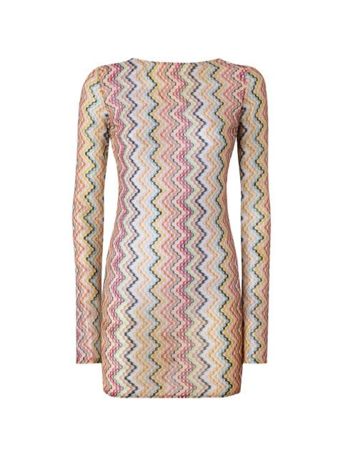 Missoni long-sleeved chevron-pattern mini dress - Neutrals - zdjęcie produktu nr 1