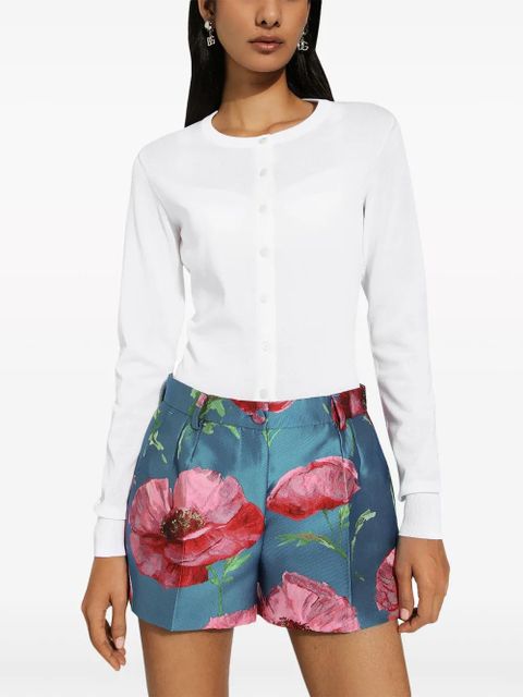 Dolce & Gabbana DG-embroidered fine-knit cardigan - White