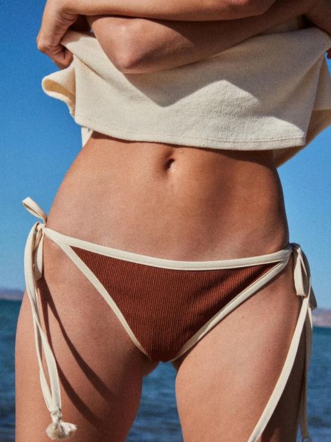 Johanna Ortiz Spiritual Retreat crinkle tie bikini bottom - Brown