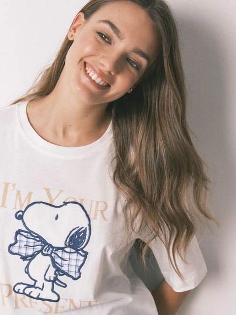 women'secret komplet piżamowy bawełniany SNOOPY damska kolor beżowy 3132234