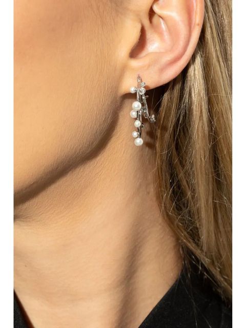 Tory Burch pearl-embellished hoop earrings - Silver - zdjęcie produktu nr 2