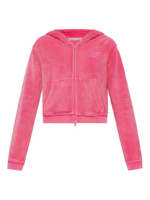 Alexander Wang leaf-embroidered hooded zip-up top - Pink - zdjęcie produktu nr 1