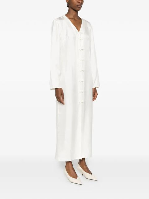 Róhe button V-neck midi dress - Neutrals