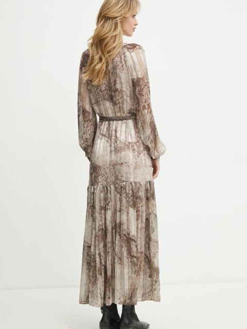 Guess sukienka BREANNA kolor beżowy maxi rozkloszowana W5RK77 WGWV2