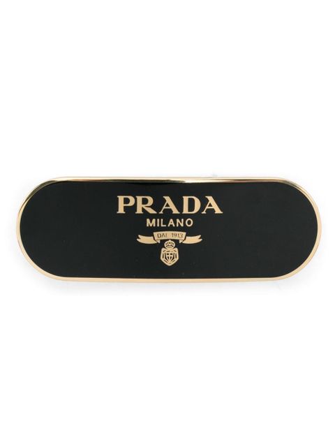 Prada logo-print hair clip - Gold