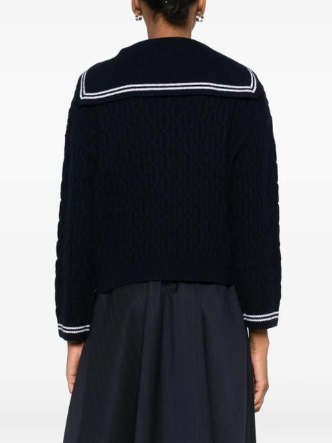 Maje cable-knit sailor-collar cardigan - Blue