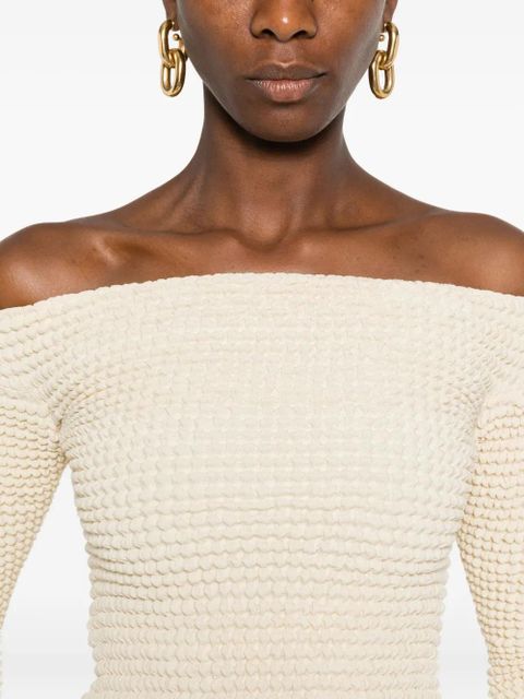 Nanushka sculpted-neckline long-sleeved top - Neutrals