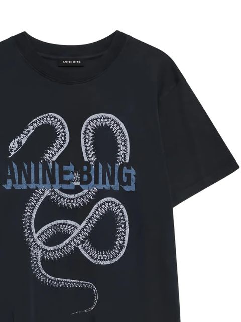 ANINE BING snake graphic T-shirt - Black