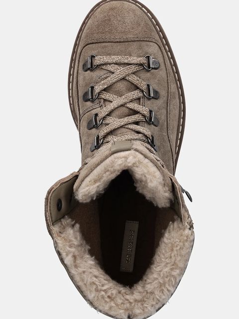 Medicine botki skórzane damskie kolor beżowy na platformie