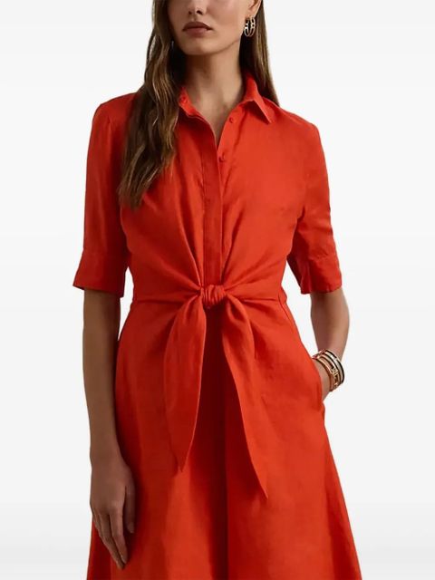 Lauren Ralph Lauren button-down belted midi dress - Orange