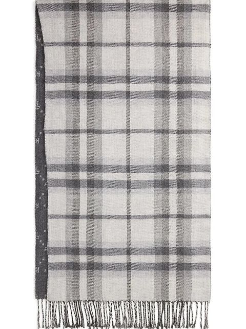 Lauren Ralph Lauren szalik z domieszką wełny damski kolor szary wzorzysty 454P04496