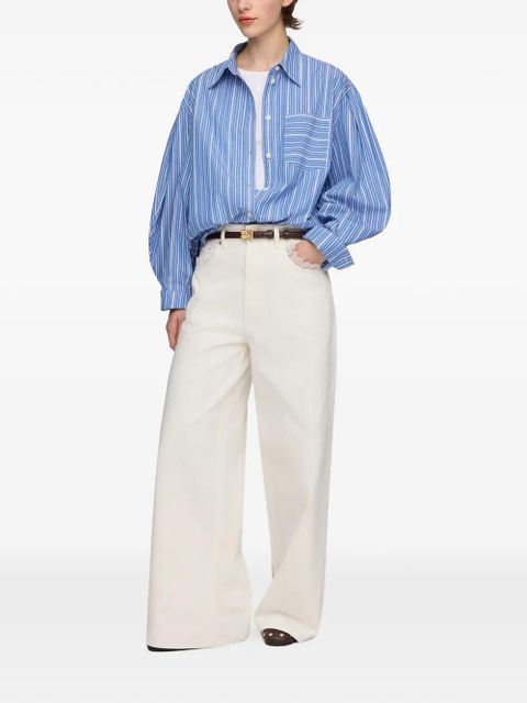 GANNI striped balloon-sleeve shirt - Blue - zdjęcie produktu nr 2