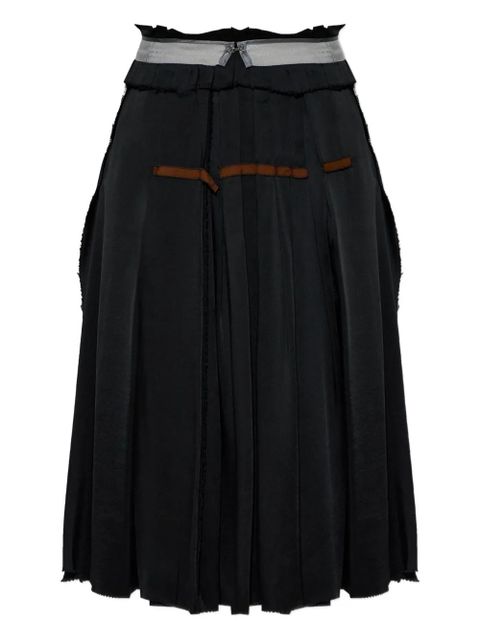 Maison Margiela pleated raw-cut midi skirt - Black - zdjęcie produktu nr 1