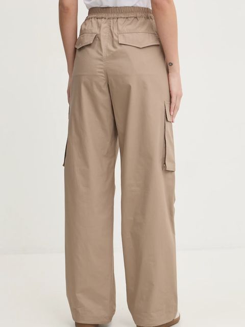 Karl Lagerfeld Jeans spodnie damskie kolor beżowy proste high waist A1W10062