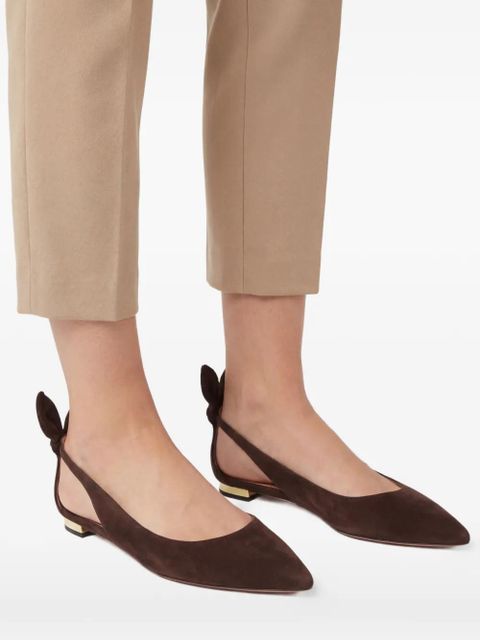 Aquazzura bow slingback ballet flats - Brown