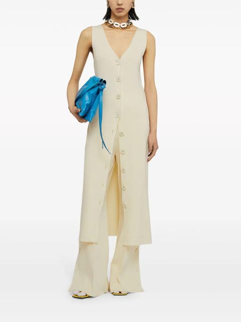 Jil Sander V-neck ribbed midi dress - White
