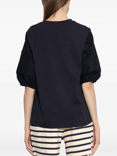 Moncler perforated puff-sleeve T-shirt - Blue