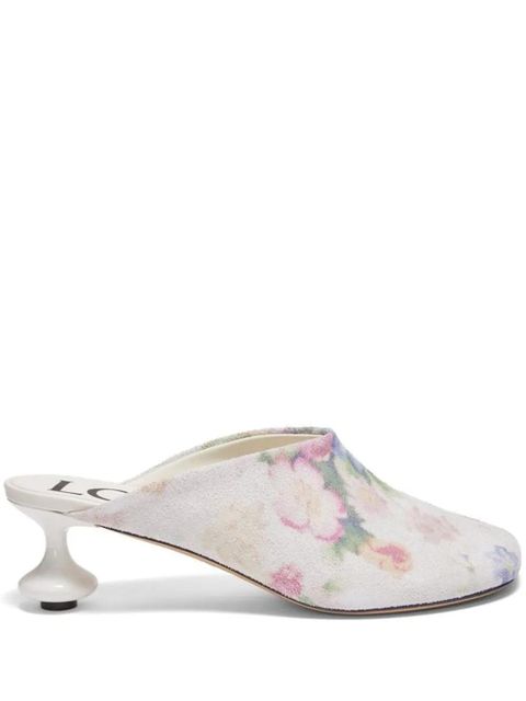 LOEWE 45mm floral print calf leather mules - White - zdjęcie produktu nr 1