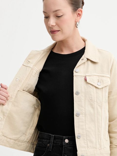 Levi's kurtka jeansowa kolor beżowy przejściowa 29945