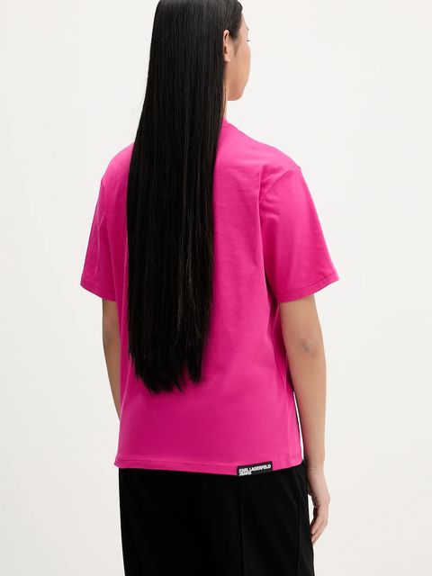 Karl Lagerfeld Jeans t-shirt bawełniany damski kolor różowy A1W17005