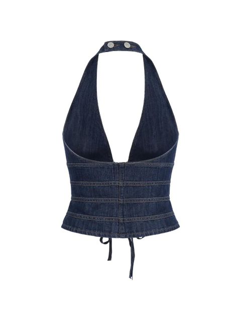 Reformation tie detail halter top - Blue - zdjęcie produktu nr 2