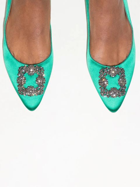 Manolo Blahnik Hangisi appliqué flat pumps - Green